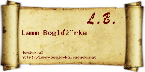 Lamm Boglárka névjegykártya