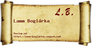 Lamm Boglárka névjegykártya